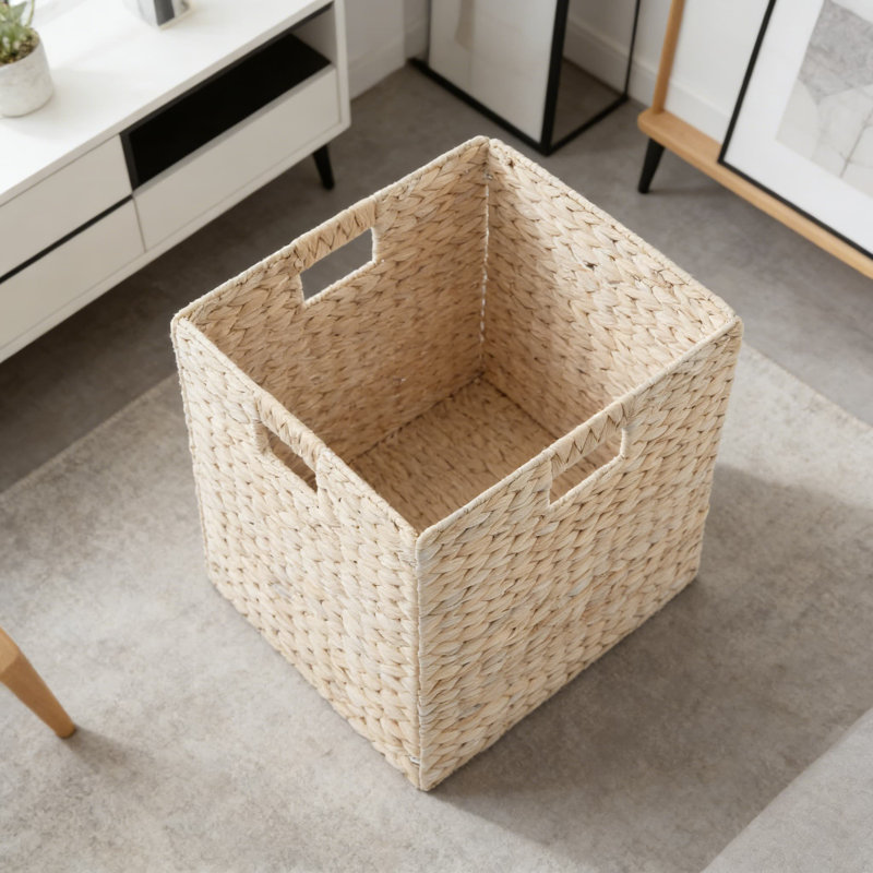 Woven Storage Baskets, Set Of 6 Hyacinth Organizer Cubes With Metal Frame For Home Organization, Foldable And Ready To Use