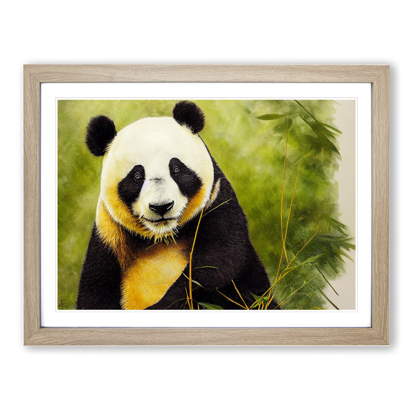 Unbelievable Panda - Framed Print, 25cm H x 34cm W x 2cm D, Oak