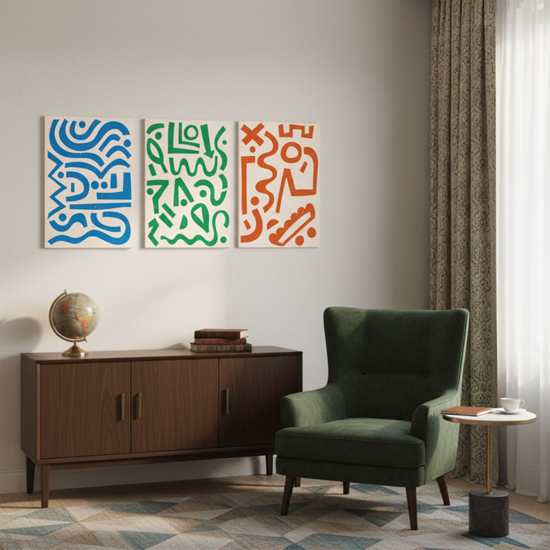 Multicolore 3 pièces, ensemble d'art mural abstrait en bois aggloméré