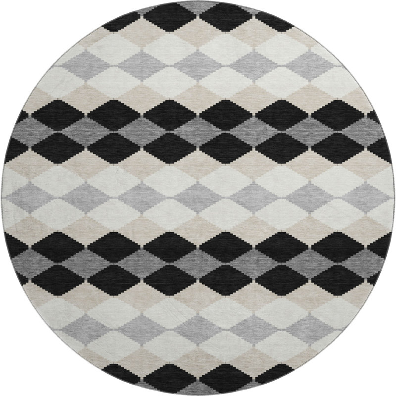 Premium Machine Washable Bunderberg AMF1007 Geometric Rug, Round 8'
