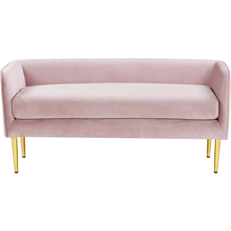 Audrey Manuel Upholstered Bench, Pink Velvet