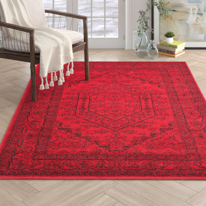 Tapis oriental rouge / noir Nicarla, Rectangle 4 pi x 6 pi