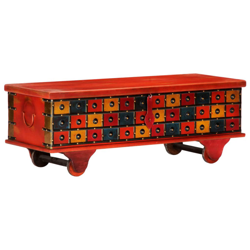 Storage Box Red 43.3" x 15.7" x 15.7" Solid Acacia Wood