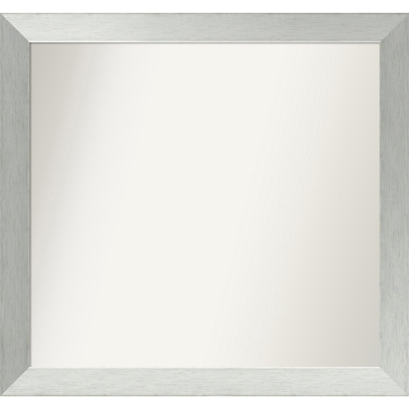 Miroir de salle de bain mural en argent brossé sans cadre, Rectangle, 30 po x 32 po