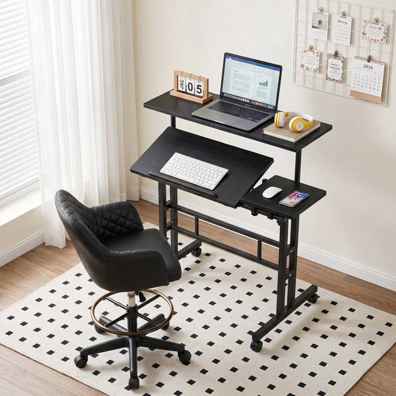 Ensemble de bureau à domicile et chaise, ensemble de chaise ergonomique moderne pour bureau, Black