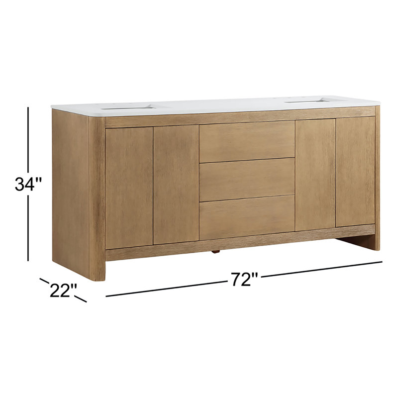 72'' W Double Vanity, Brushed Oak
