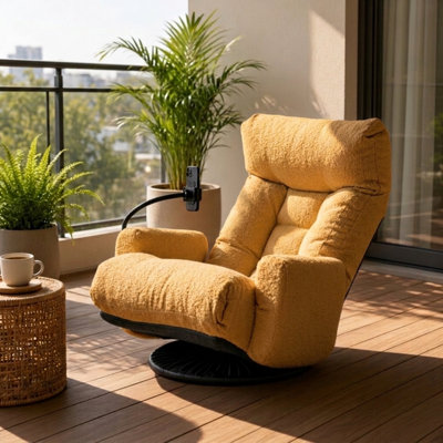 Modern Sherpa Swivel Sofa Chair with Cozy Adjustable Leisure Recliner for Living Room
