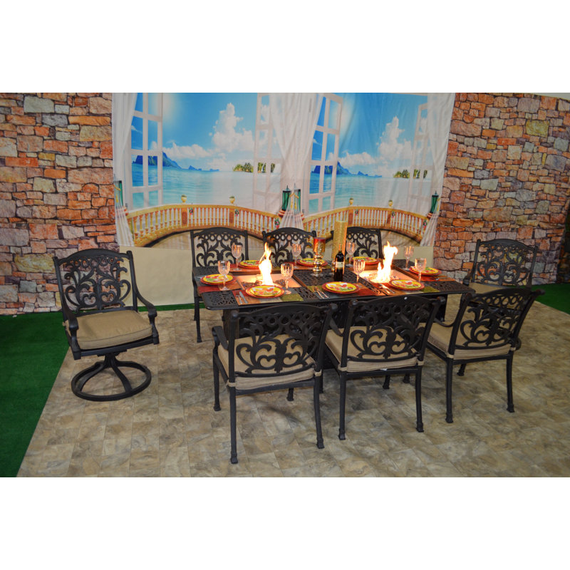 Nola 8 - Person Patio Dining Set with Rectangular Table , Sunbrella® Cushions Included