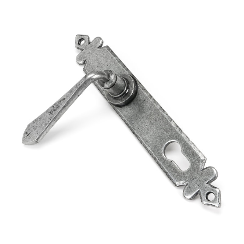 Cromwell Lock Door Handle, Pewter Patina