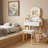 Vanity Desk Set with LED Mirror, Dressing Table and Stool with 3 Light Settings, Adjustable Height