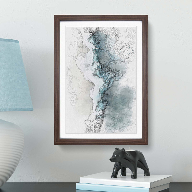 Waves upon the Beach in Abstract - Picture Frame Graphic Art Print, 60cm H x 40cm W x 2cm D, Walnut