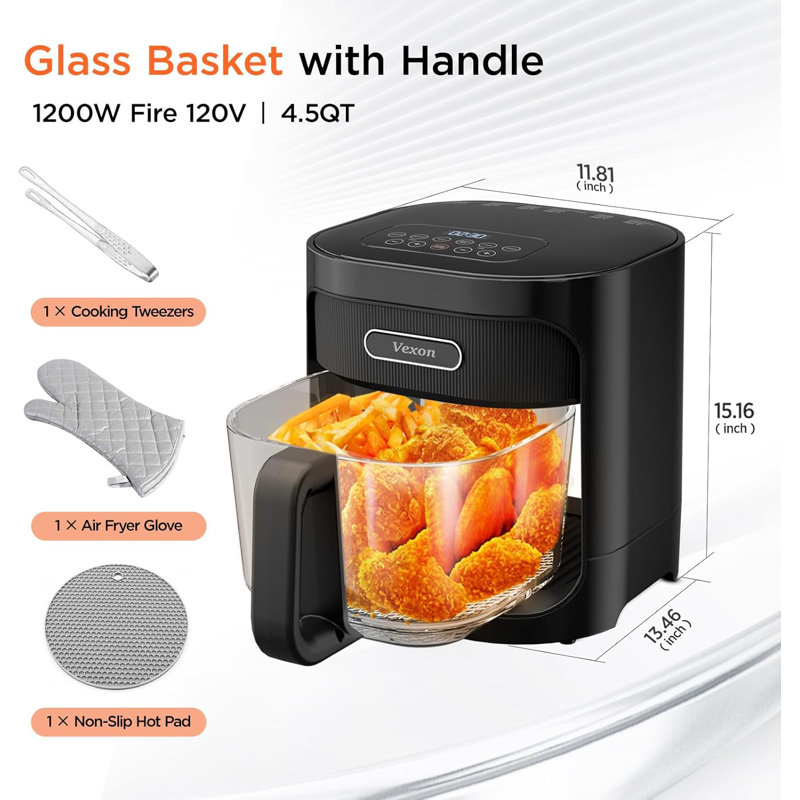 Friteuse à air 4,5 litres en verre