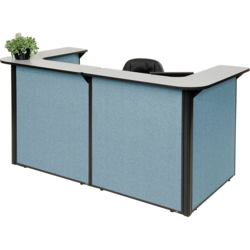 U-Shaped Synthetic Laminate Reception Desk, Blue