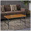 Table basse d'extérieur rectangulaire avec pieds tubulaires en angle et plateau en bois, noir