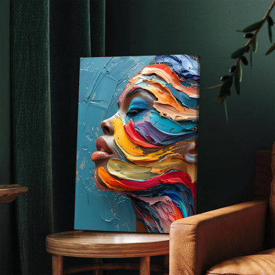 1 pièce, art mural encadré, impression abstraite colorée sur toile, peinture à l'huile texturée pour décoration intérieure moderne, portrait de femme afro-américaine vibrante, décoration de bureau de chambre à coucher unique