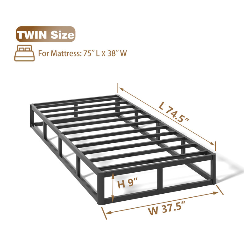 Sommier tapissier 9 pouces avec couvre-matelas en métal, assemblage facile, Profil haut (9 po), Lit simple