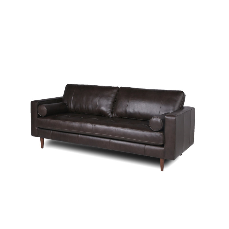 Canapé en cuir capitonné Mid-Century, Espresso