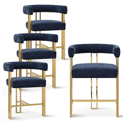 25" Upholstered Gold Chenille Counter Stool