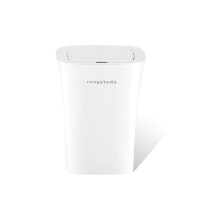 Poubelle à capteur de mouvement automatique 2,6 gallons Ninestars pour salle de bain bureau 10L, blanc, DZT-10-11
