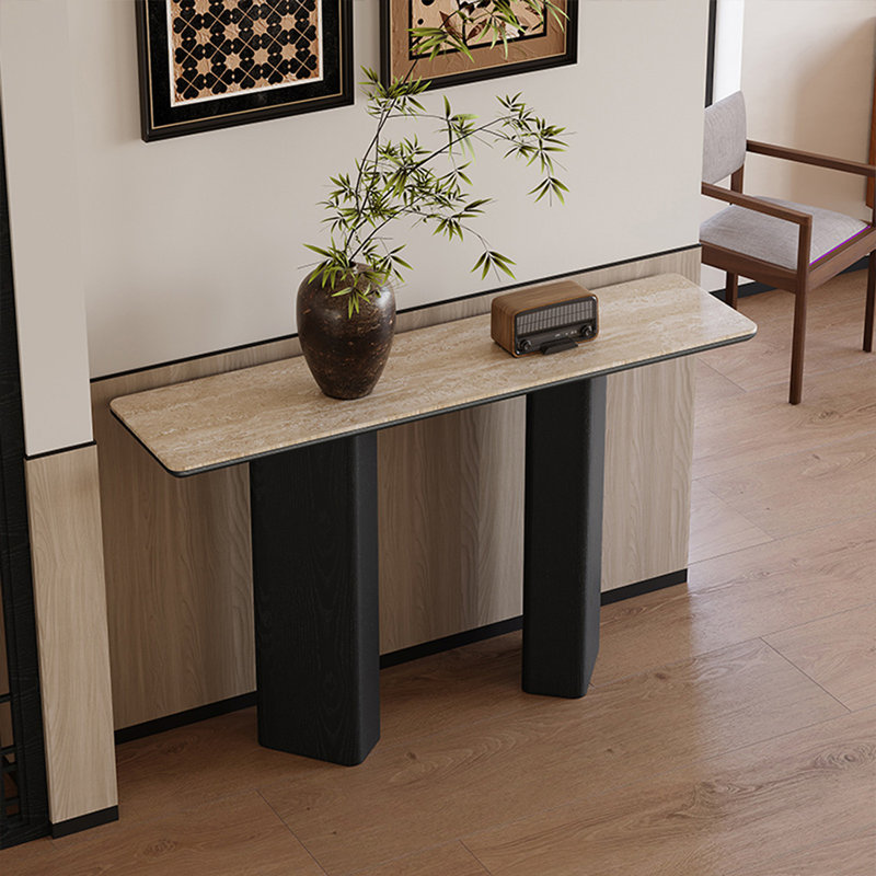 Console blanche en pierre blanche avec acier au carbone, H 47,24 po x l 33,46 po x P 13,78 po