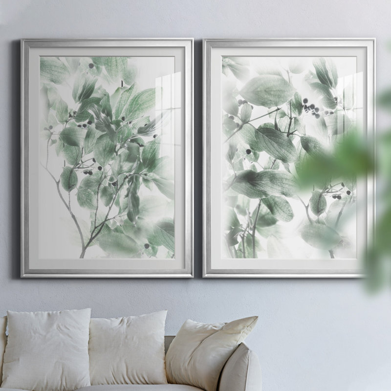 Irene Weisz - ensemble de 2 reproductions sur papier, H 26,5 po x l 73 po x P 1,5 po, Papier avec cadre argenté, Blanc