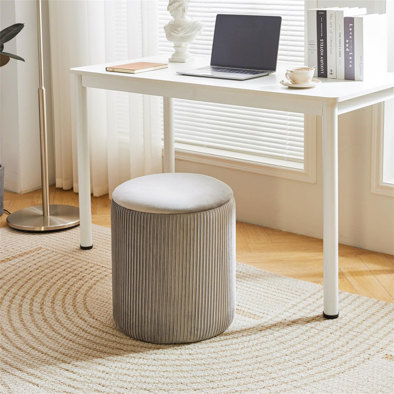 39cm Wide Footstool Ottoman, Grey