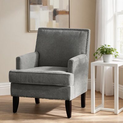 Fauteuil club contemporain à accoudoirs simples et accoudoirs gris