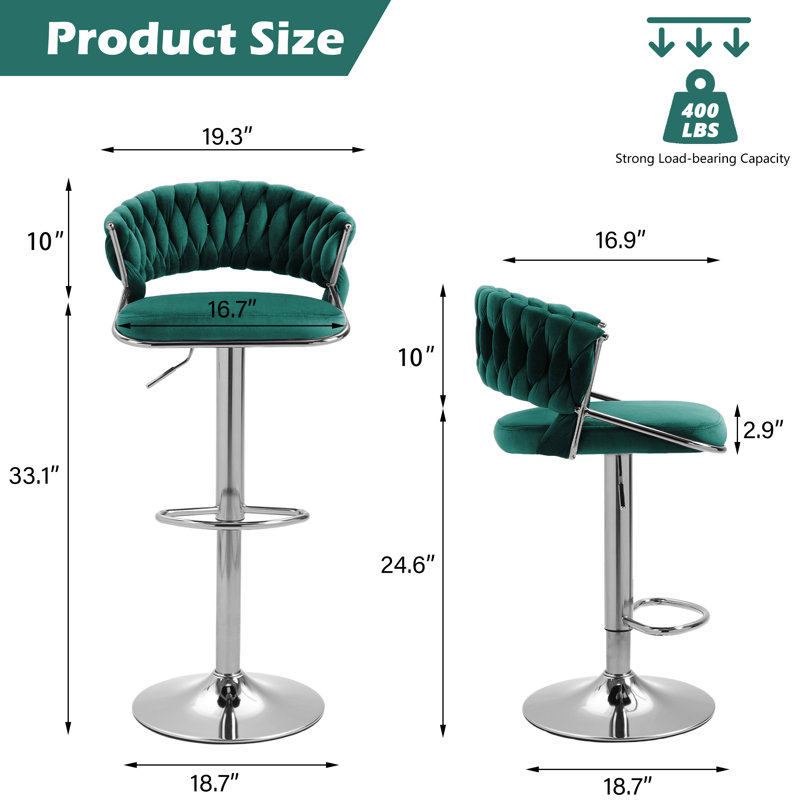 Tabouret de bar Christal, Vert foncé, Argent argent