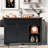 53.7" Farmhouse Kitchen Island with Power Outlet, 2 Sliding Barn Door Kitchen Storage Island with Drop Leaf, Spice Rack Rolling Kitchen Cart on Wheels-917059488