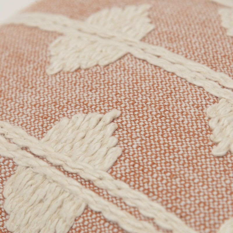 Heiden Embroidered Cotton Reversible Throw Pillow, Coral