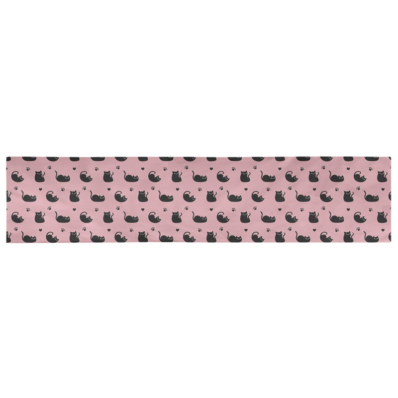 Chemin de table géométrique avicia, Bleu / Rose, Polyester, 91,5 po x 17,5 po