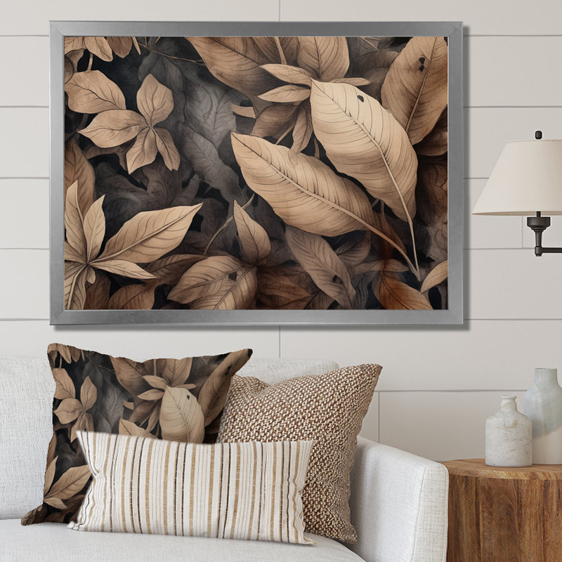 Brown Foliage Harmony - Herbs, reproduction d'art sur toile, Cadre simple argenté, H 16 po x l 32 po x P 1 po