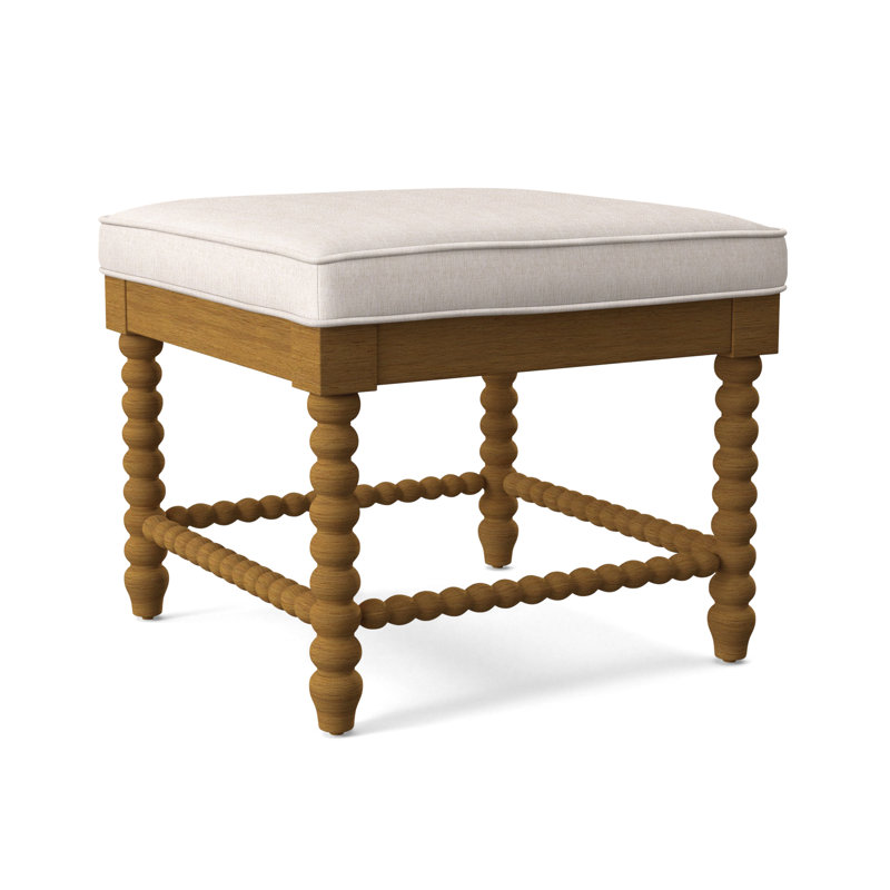 Lind Island Upholstered Bench, Havana Finish, White Sugar Performance