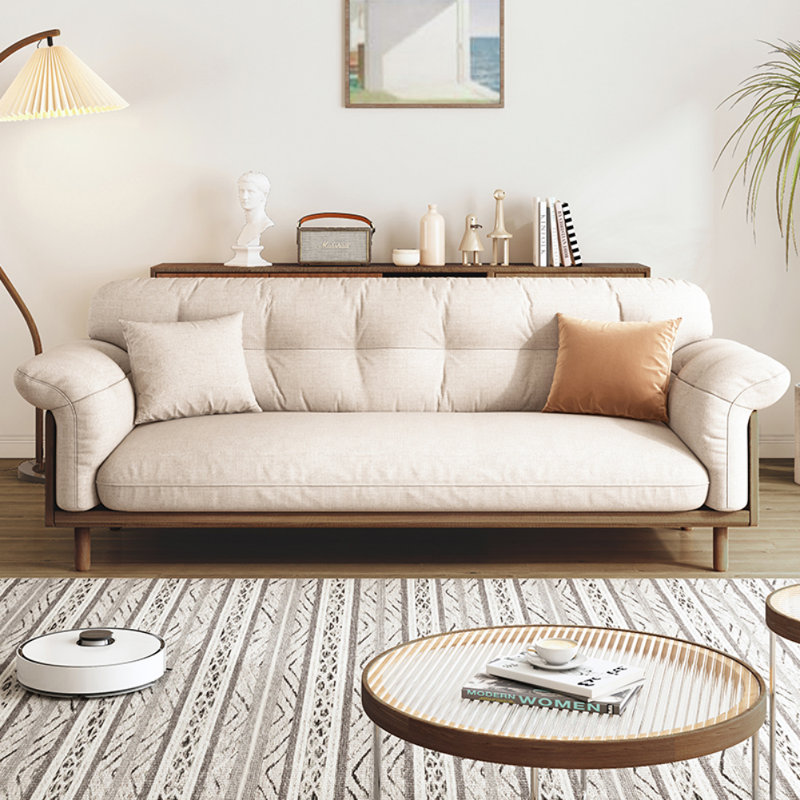 Canapé moderne simple en bois massif blanc cassé