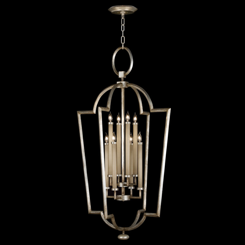 Allegretto 8 - Light Chandelier, Platinized Silver Leaf