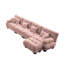 Canapé modulaire en chenille rose, canapé en forme de L à 4 places avec repose-pieds convertible pour le salon