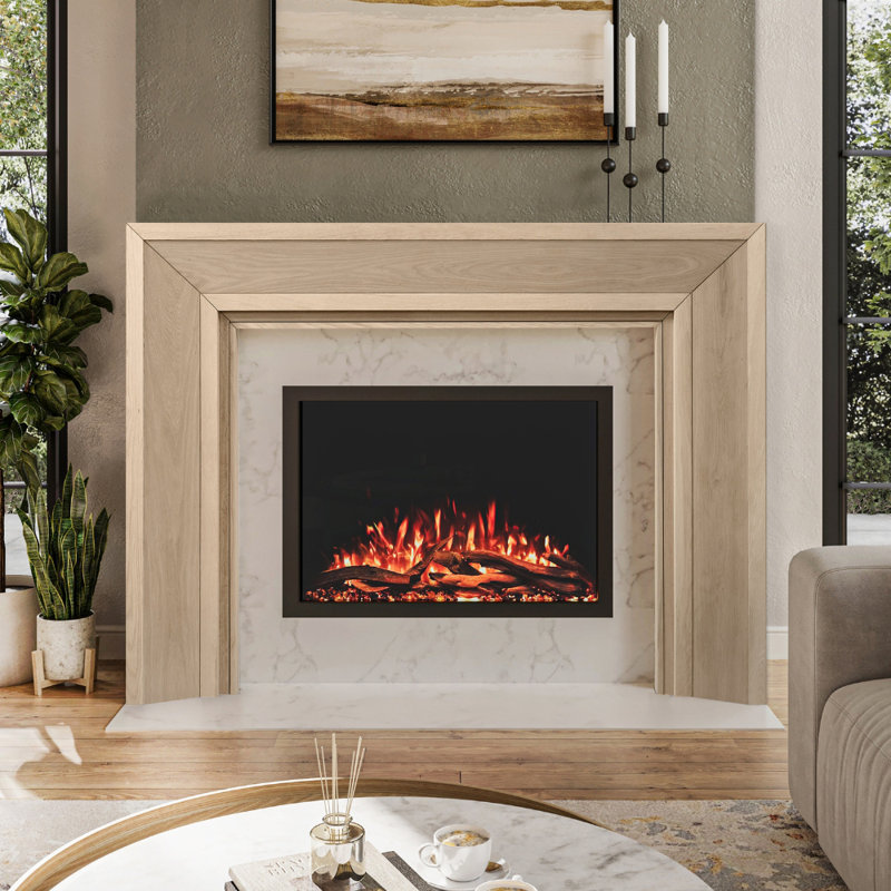 Modern Ember Everly Wood Fireplace Mantel Surround Kit in White | 56" x 42" Opening | 54", 72", Unfinished