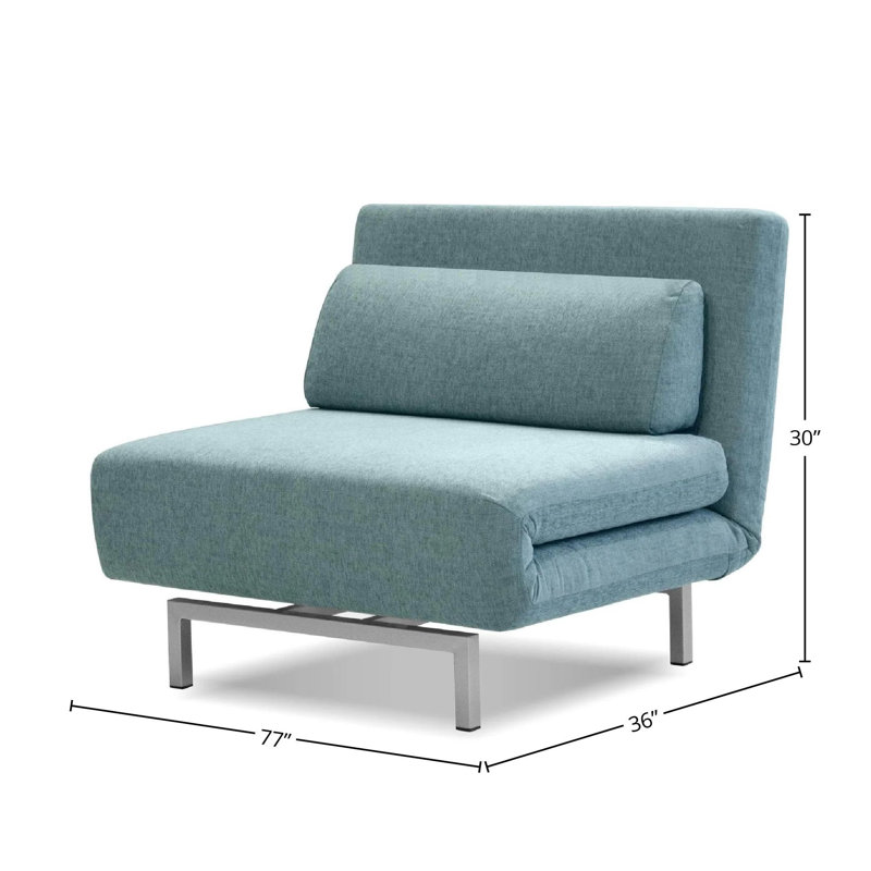 Fauteuil-lit pivotant rembourré Iso, Bleu, Argent argent