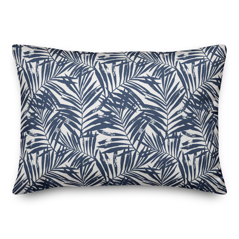 Floral Throw Pillow, Navy