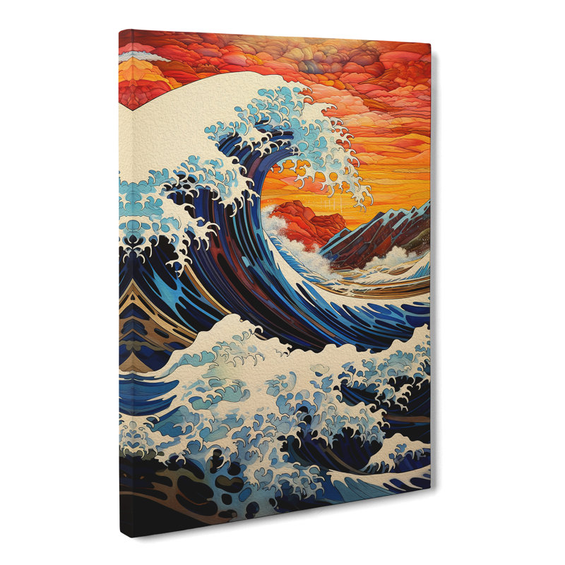 Wave Japanese Contemporary - Print, 76cm H x 50cm W x 3cm D