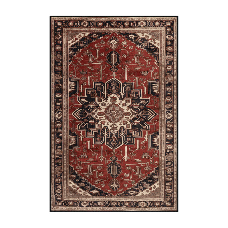 Machine Washable Persian Brown Area Rug, Runner 2' x 4'