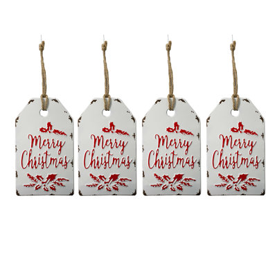 S/4 12X7" Enamel Merry Christmas Sign