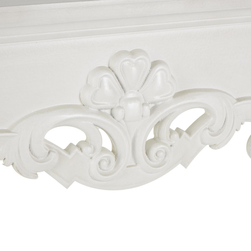 Cole And Grey Wooden Freestanding Scroll Fireplace Mantle With Floral Accents