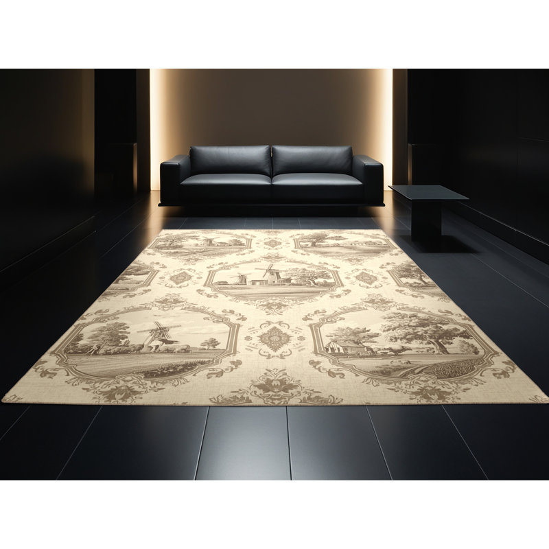 Tapis moelleux moelleux de style rétro Cropsey, 3 X 5