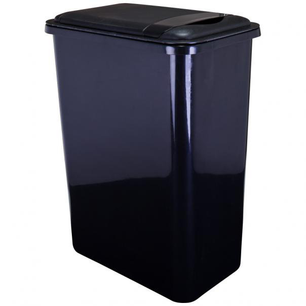 Plastic Open Kitchen Trash Can, 12.5, 22.41" H x 9.81" W x 14.875" D, Black