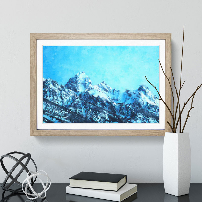 Mountain Blues - Picture Frame Graphic Art Print, 24cm H x 33cm W x 2cm D, Oak Framed
