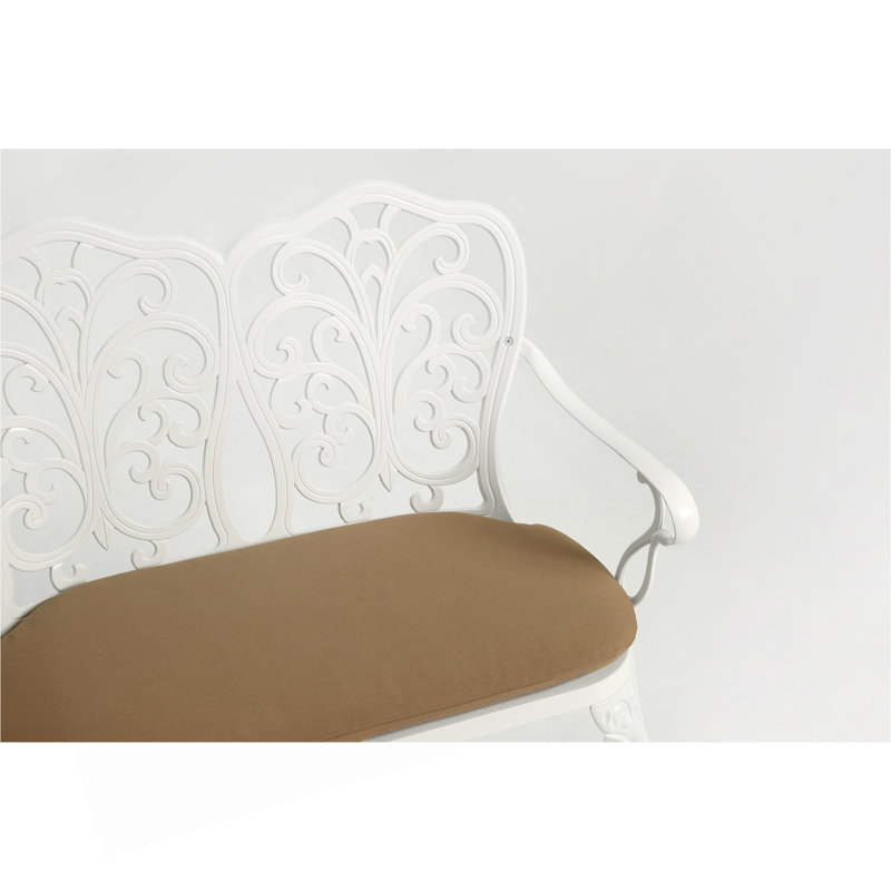 Banc de jardin en métal et aluminium pour l'extérieur, Blanc, Blanc