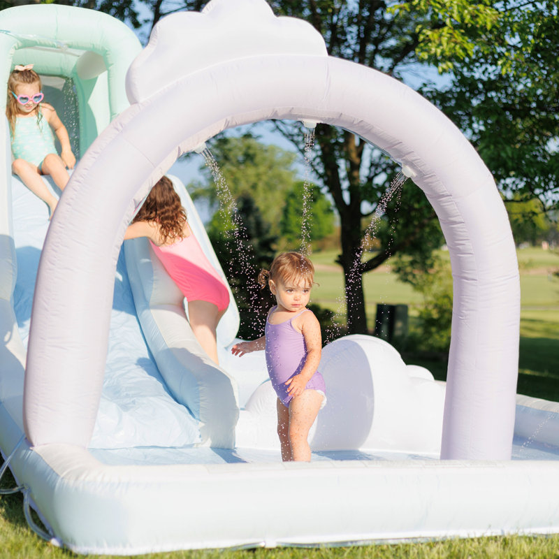 Dreamy Blue and White Inflatable Water Slide with Pool