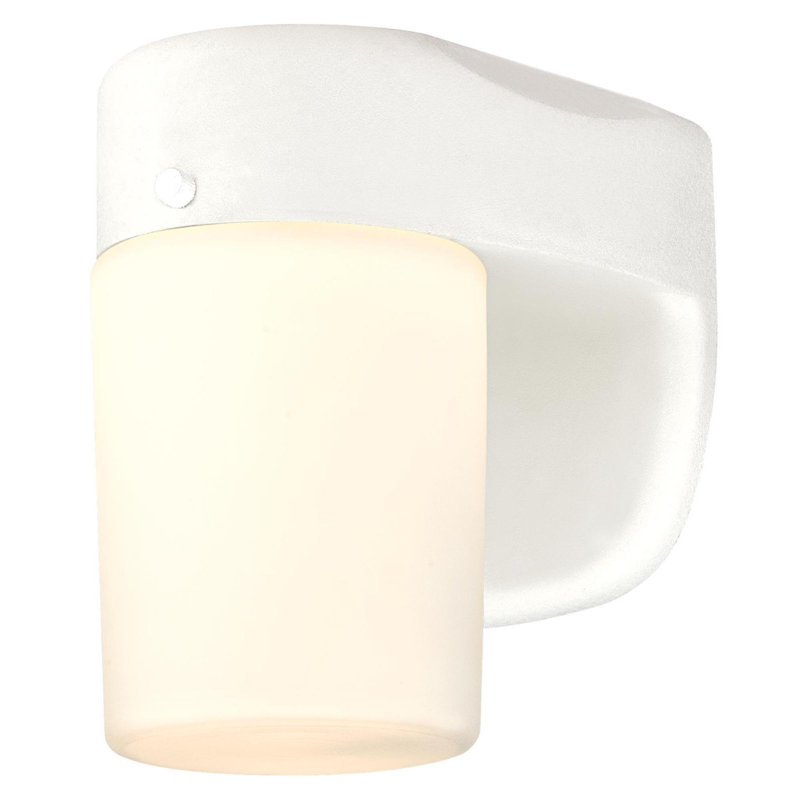 One-Light Dimmable LED Outdoor Wall Fixture with Dusk to Dawn Sensor - Black Finish with Frosted Opal Glass, Black