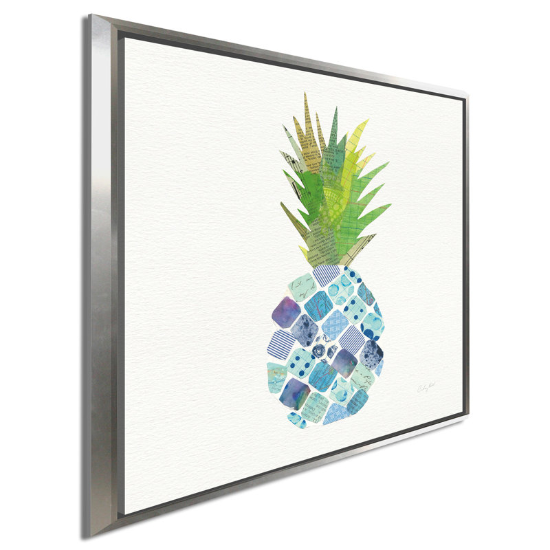 «Tropical Fun Pineapple II», reproduction d'art sur toile encadrée, H 39,5 po x l 39,5 po x P 2 po, Cadre flottant argent